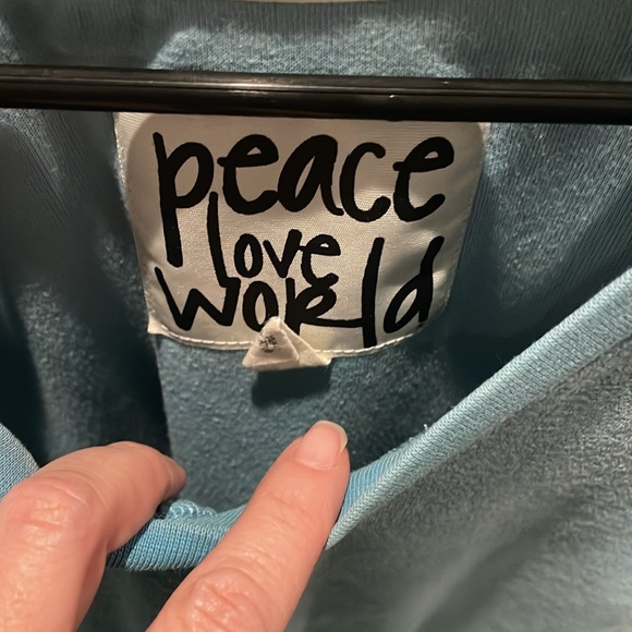 Peace Love World Velvet Sweatshirt Sweater - Picture 2 of 3